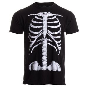 Black Skeleton Ribcage Graphic T-Shirt, size L